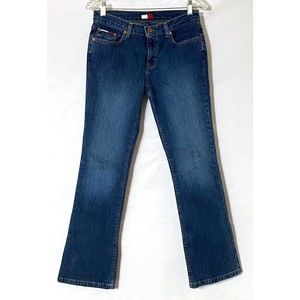Tommy Hilfiger Jeans Womens Junior Size 5/31 Blue Dark Wash Bootcut Vintage